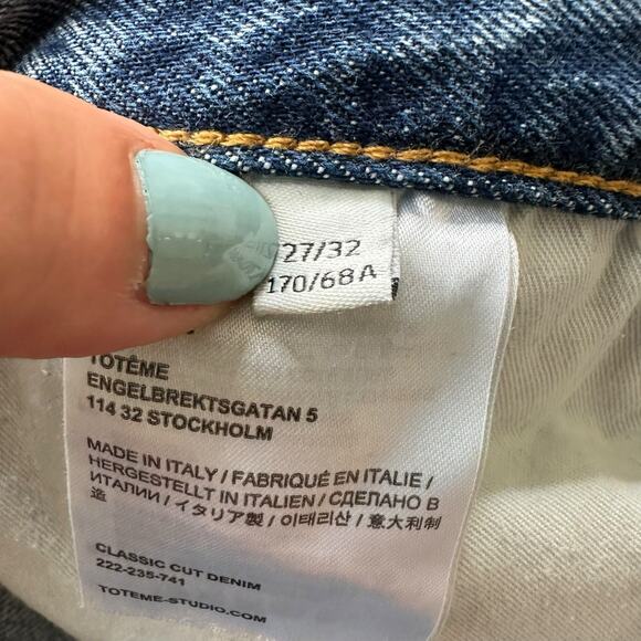 TOTEME Classic Cut Denim Light Wash Ankle Frayed Denim Jeans Women's Size 27 - Picture 11 of 14